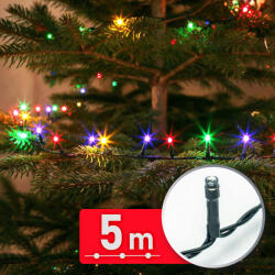 Fényfüzér - 5 m - színes - 100 LED - 220-240V - 6W - zöld kábel (59766) - platinashop