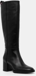Tommy Hilfiger bőr csizma LONG BOOT MID WRAPPED LTHR HEEL fekete, női, magassarkú, FW0FW08099 - fekete Női 38