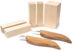 BeaverCraft Set de Sculptură Figurină Beavercraft (2 cuțite + Set de Blocuri din Lemn de Tei) S16