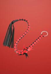 Latetobed - Fonott korbács (piros/fekete) - 85 cm