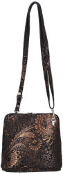  Olasz bőr 5128 fekete arany virágos kicsi női oldaltáska