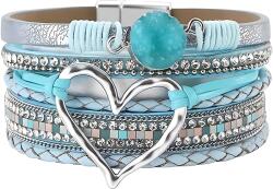 HARAHU AG-38814 Heart karkötő - Türkiz / Ezüst KP38814