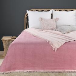 Takoy Kétoldalas takaró AKRYL 220x240 cm puha tapintású pamut-akril, rojtokkal világos rózsaszín-púderrózsaszín