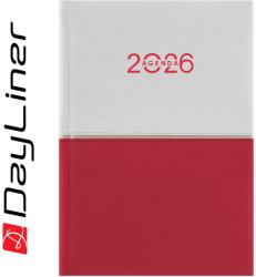 Dayliner Határidőnapló Contrast A5 napi, fehér lapokkal fehér-piros Dayliner 2026 (57784) - irodasziget