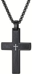  VQ-38806 Férfi Lánc Kereszt Medállal - Fekete / Ezüst / 60cm