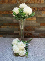  Krizantém 5 fejes selyemvirág csokor 25 cm - Krém