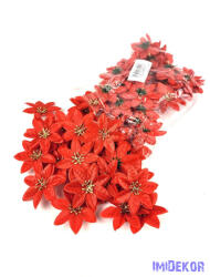  Mikulásvirág selyemvirág fej D6, 5cm - Piros