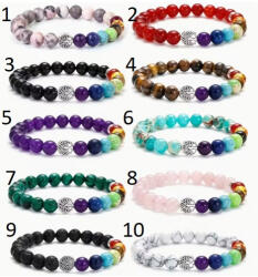  7 Csakra Életfa Szintetikus Howlit (10) Ásvány Karkötő (K146) Hossz: 19cm