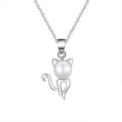 BeSpecial Colier pisicuta din argint 925 placat cu rodiu cu perle naturale (CRR56)