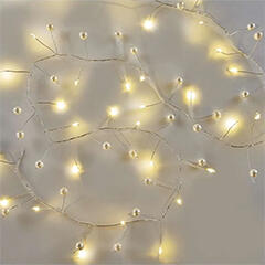 EMOS Elemes LED fényfüzér, átlatszó gyöngy (1.2m/40 LED) meleg fehér (DCGW15)