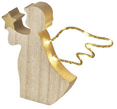 EMOS Világító karácsonyi fa angyal, elemről működő, 13 cm, meleg fehér, időzítővel (DCWW43)