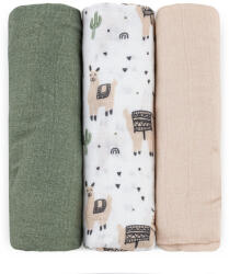 Petite&Mars PETITE&MARS Bambusz muszlin 3db-os pelenka szett Moussy Llama Vibes 68 x 68 cm