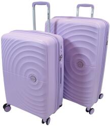 Touareg négykerekű kör bordás, polipropilén M, L halványlila bőrönd szett-TG8002-2db - minosegitaska