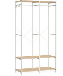 SONGMICS Ruhaakasztó, nyitott gadrób, polcokkal, bézs és fa 94x40x180cm (RGR004W67)