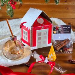  Téli Ízvarázs Házikó - Fehér - mikulás virágos LED fényfüzérrel