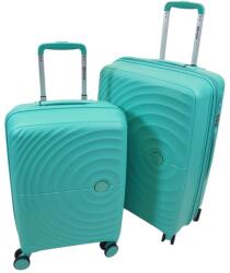 Touareg négykerekű kör bordás, polipropilén S, M zöld bőrönd szett-TG8002-2db - borond-aruhaz