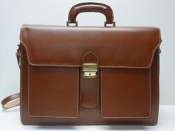 MaxModa Férfi aktatáska: konyakbarna bőr, 3 rekeszes (olasz termék) (1149919)