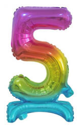  Színes Rainbow mini 5-ös szám fólia lufi talppal 38 cm (MLG134728) - kreativjatek