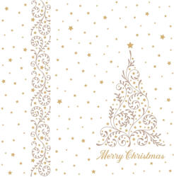 FATO Sztár karácsonyi szalvéta Special Tree Gold 2 rétegű 38x38cm 40 szál/csomag