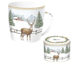 Easy Life Porcelán bögre 350ml, fémdobozban, White Forest (217WHIF)