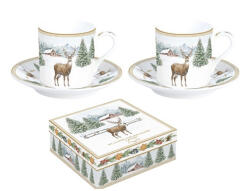 Easy Life Porcelán eszpresszócsésze+alj 2 személyes, 100ml, dobozban, White Forest (169WHIF)