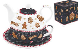Easy Life Nuova R2S Porcelán egyszemélyes teáskészlet 350ml+350ml, díszdobozban, Gingerbread (104GING)