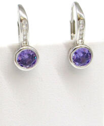 BUTTONOS KEREK BUTTONOS ezüst fülbevaló - 17 mm (lila) (2025101117)