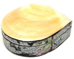 R. M. ékszer Kagyló ékszertartó doboz sárga-fehér nyárias dizájn 8×7 cm (026033)