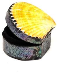 R. M. ékszer Sárga kagyló ékszertartó doboz kézműves ajándékdoboz 5-6×6 cm (026021)