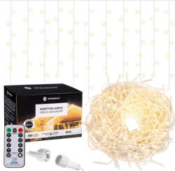 SPRINGOS Fényfüggöny távirányítóval, 500 LED, füzér, 20m, meleg fehér (CL0505)