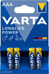 VARTA Longlife Power AAA LR03 1, 5 V nagy teljesítményű alkáli elem 4 db