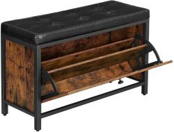 VASAGLE Cipőtároló párnázott ülőfelülettel rusztikus barna (LSB049B01)