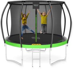 4FIZJO Trambulin kerti gyerekeknek hálóval PRO 10 FT 312 cm létrával és védőhálóval fekete|zöld