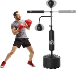 HOMCOM Boxzsák, Padlóra szerelhető, 3 az 1-ben, Állítható Magasságú, 160-230 cm fekete