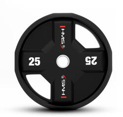 HMS Poliuretán súlytárcsa TPC , CPU anyagból HMS 25 KG fehér|fekete Súlytárcsa