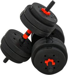 HOMCOM 2 db-os súlyzókészlet, átalakítható rúddal, 25 kg, 12 súlytárcsával 25 KG fekete