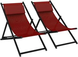 OUTSUNNY 2 db-os összecsukható napozóágy szett alumíniumból és piros textilből vörös