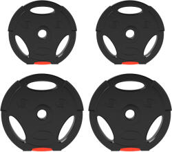 SPORTNOW Súlyzókészlet 2 db 10 kg-os és 2 db 5 kg-os tárcsával, 3 fekete lyukkal fekete