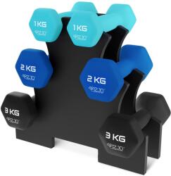 4FIZJO állvánnyal súlyzók készlet 12 KG fekete|kék