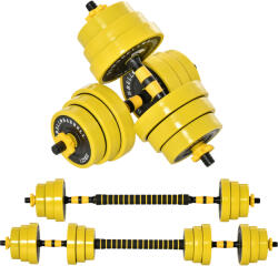 HOMCOM 2 az 1-ben moduláris súlyzók és rudak 20 kg-os készlet 20 KG sárga