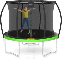 4FIZJO Trambulin kerti gyerekeknek hálóval PRO 8 FT 252 cm létrával és védőhálóval fekete|zöld