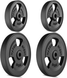 Marbo Sport Tri-Grip gumírozott öntöttvas súlyzótányér készlet súlyok 31 mm-es lyukkal 60 kg fekete Súlytárcsa