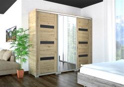 D1 Capri tolóajtós gardróbszekrény 239 cm, 3 ajtós 1 tükörrel