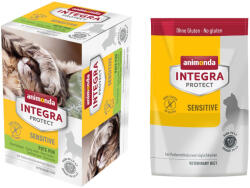 Animonda Integra 6x100 g animonda Integra Protect Adult Sensitive Pulyka pur tálcás nedves macskatáp+300g animonda Integra Protect Adult Sensitive száraz macskatáp ingyen