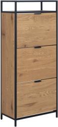 Actona Seaford cipősszekrény/cipőállvány, 56x30x129, matt fekete fém váz és talp, 3 fiók, vad tölgyfa kivitel