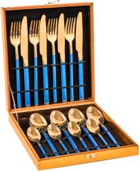 TRENDY S TRENDY'S rozsdamentes acél evőeszköz készlet, 16 db, kék-arany (TCM-7BG)