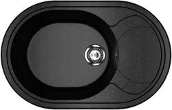 Ulgran U-610-308 Csepegtetőtálcás Gránit Mosogató - Ovális, Szemcsés Fekete (U-610-308)