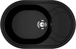 Ulgran U-610-344 Csepegtetőtálcás Gránit Mosogató - Ovális, Matt Fekete (U-610-344)