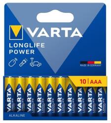 VARTA longlife power tartós elem, aaa, lr03, 1.5v, alkáli, 10db/csomag (4903121761)