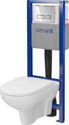 Cersanit City Wc-tartály Szett Falsík Mögötti, Króm Nyomólap, Peremmentes Fali Wc, ülőke (s701-764)